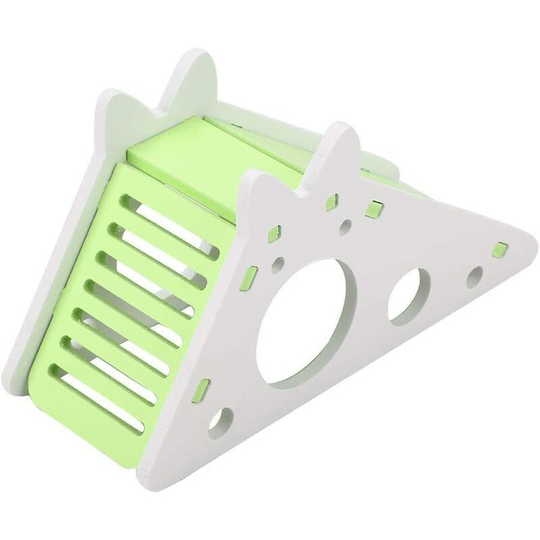Wooden Hamster Toy House Den Home Habitat Nest Assembly Stairs Small Pet Exercise (Green)