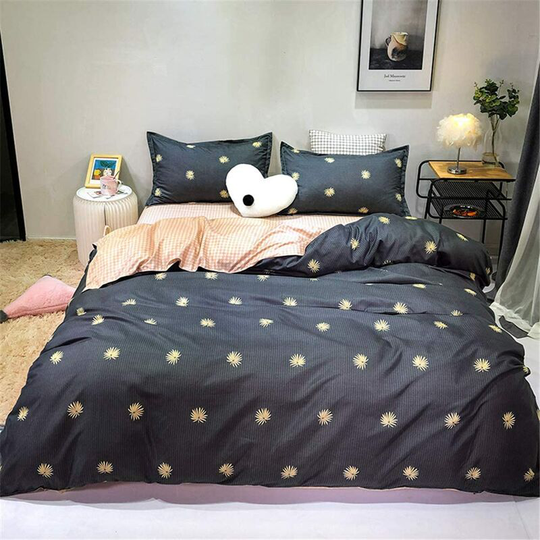 Monly - Piece Bedding Set Microfiber Duvet Cover, Modern Nordic Printed Soft Bedding Set Boy Girls Single Double, with 2 Pillowcases (Palm