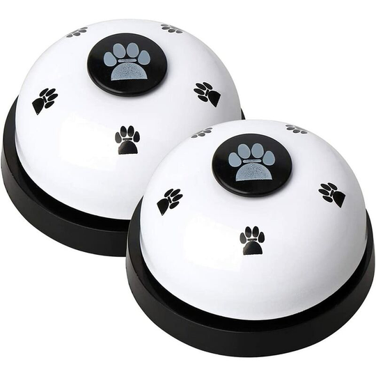 Litzee - Set of 2 Dog and Cat Training Bells with Large White Button