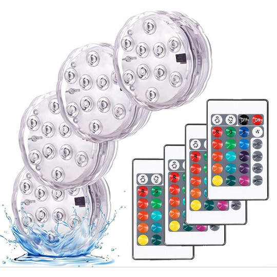 Decorative colourful landscape lighting waterproof LED lighting 4pcs set 4-colour RGB immersion lights with remote control, ideal for aquariums
