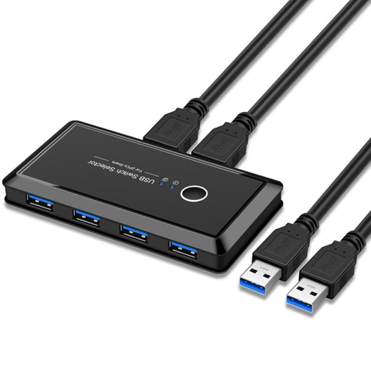 Upgraded USB 3.0 2.0 Switch Selector 2 Port PCs Sharing 4 Devices USB 2.0 for Keyboard Mouse Scanner Printer Kvm Switch Hub