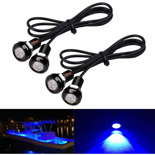 4 Pack Waterproof led Boat Lights Interior Lights Navigation Decoration 12V Universal Underwater Tube Fish Boat (Blue)