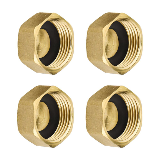4pcs 3/4" Brass Washing Machine Blanking Cap Nut & Washer Brass Hose Connectors