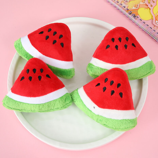 Ilovemilan - 4 pcs Pet supplies Dog grinding, tooth cleaning, relieving boredom, bite resistant triangle, imitation watermelon sounding plush toy 12