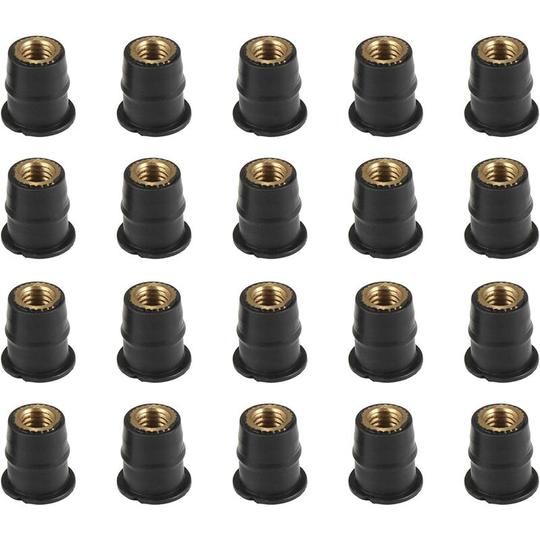 Joorrt - 20pcs M6 Convex Black Rubber Windshield Screw Nut for Motorcycle