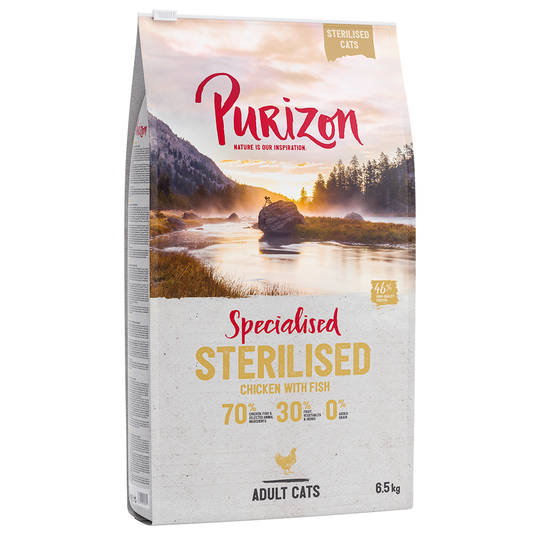 Purizon Grain-Free Dry Cat Food Economy Pack - Adult Sterilised Chicken & Fish (2 x 6.5kg)