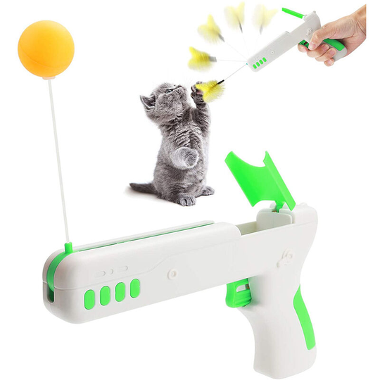 Puzzle Interactive Cat Toy for Indoor, Rebound Interactive Cat Teaser Gun, Plush Interactive Cat Stuff, The Pet Toy, a New Way to Exercise for Cats,