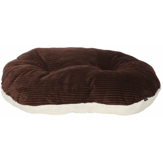 Oval Dog Pet Puppy Cat Bed Fleece Round Cushion Hard Wicker Basket Insert - Brown - Medium - Bunty