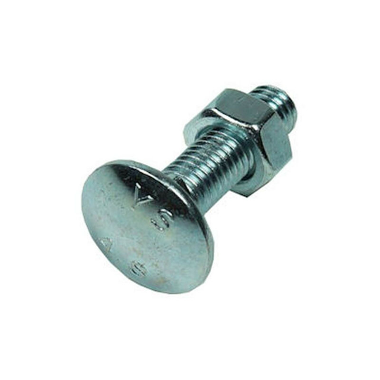 Unifix - M12 x 100mm Coach Bolts With Nuts - Pack of 4 - Silver