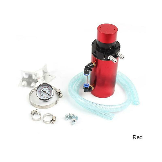 Engine Oil Reservoir Catch Can Tank Kit Breather Filter With Vacuum Pressure Gauge Red thsinde