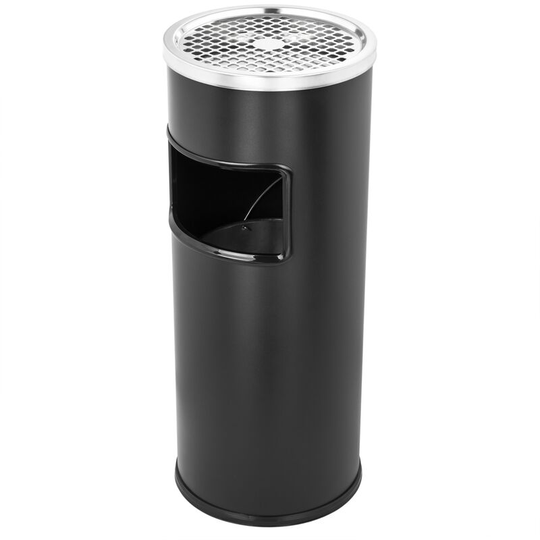 Primematik - Circular standing bin with ashtray black colour