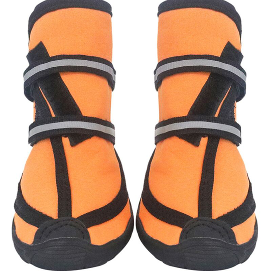 Waterproof Protective Dog Boots, Anti-Slip Dog Laces Velcro Reflective Strips Warm Dog Shoes Heavy Duty Orange m