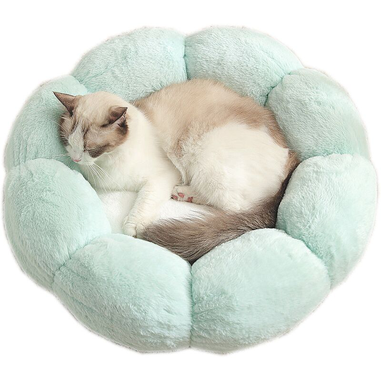 Pet Bed Animal Mattress Chenil Flowers Cat Winter Warm Plush Nest Light Green Small