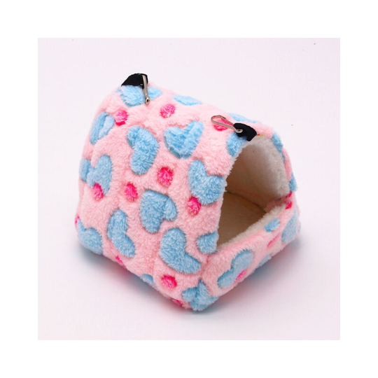Litzee - Guinea Pig House Hamster Nest - Small Animal Bed Cuddly Rabbit Winter House Plush Cotton Warm Nest Bed Multifunctional with Removable Mat