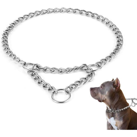 Dog Training Collar Adjustable Choke Ring Pet Solid Steel Metal Snake Chain (M-3.5mm*60cm)