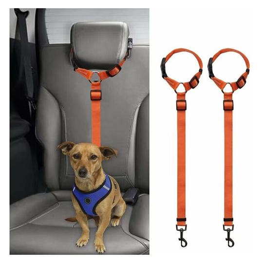 Car Dog Seat Belts, 2 Pack Car Headrest Restraint Adjustable Safety Leads Vehicle Seatbelt Harness for Pets Cats Dogs, orange