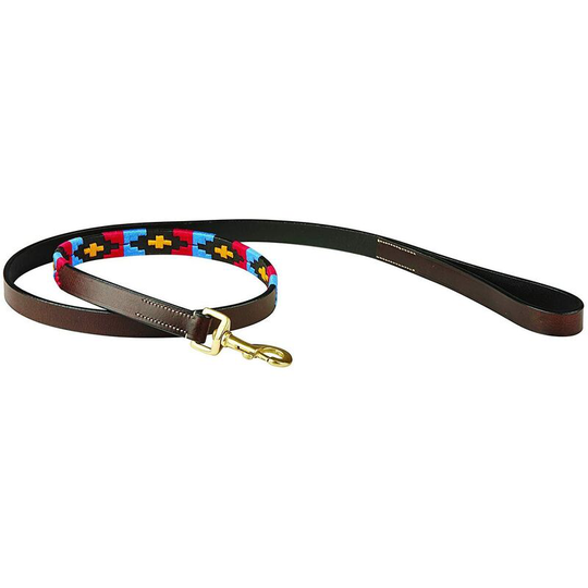 Polo Leather Dog Lead (One Size) (Cowdray Brown/Pink/Blue/Yellow) - Cowdray Brown/Pink/Blue/Yellow - Weatherbeeta
