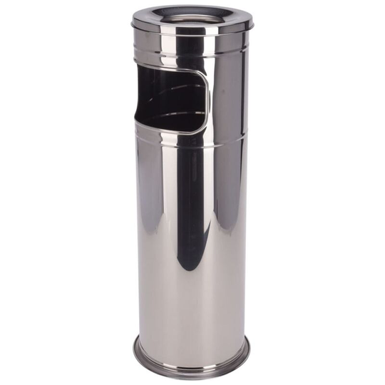 Excellent Houseware - Standing Rubbish Bin with Ashtray Silver