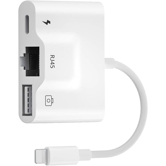 Monly - usb Ethernet Network Adapter 3 in 1 RJ45 Ethernet lan Wired otg usb Camera Reader with Charging Port and usb 3.0 Port, Compatible Phone