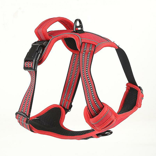 Dog leash, pet harness, dog walking pet harness l Red - Muff