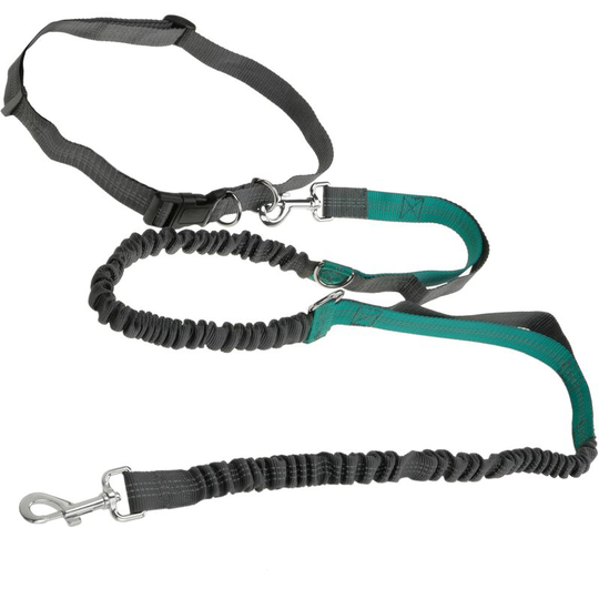Adjustable dogs leash for jogging 160-220 cm. Elastic and reflective hands-free belt - Primematik