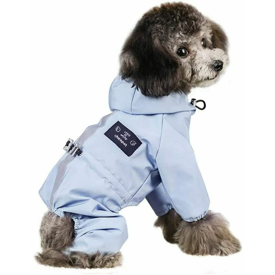 Hooded Poncho for Dogs,rlife Waterproof Dog Coat, Pet Winter Clothes with Hat, Lightweight Reflective Dog Jacket(M)