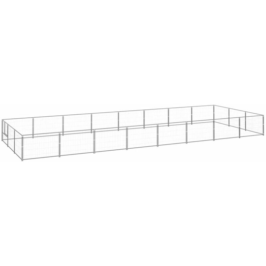 Dog Kennel Silver 24 m² Steel Vidaxl Silver