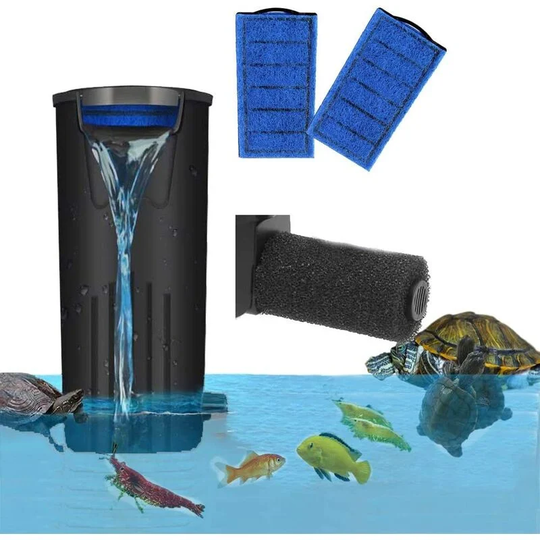 Aquarium Turtle Filter - Low Water Level Filter - Submersible Filter - Turtle Tank Cleaning Pump (600L/hr) - Black