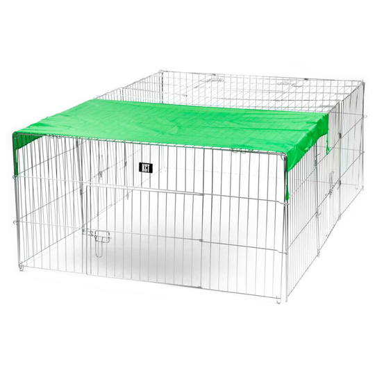 Medium Enclosed Roof Folding Metal Pet Playpen Run for Dogs, Cats, Rabbits, Chickens and More