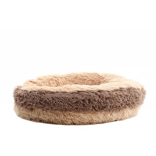 Livingandhome Round Fluffy Faux Fur Plush Pet Dog Cat Cushion Bed, Brown 80CM