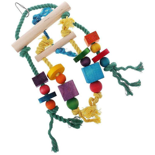Parrot Chewing Toy Colorful Building Block String Swing Suspension Bridge Station Bar thsinde