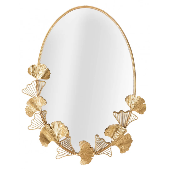 Xiomara Oval Metal Framed Wall Mounted Accent Mirror in Gold