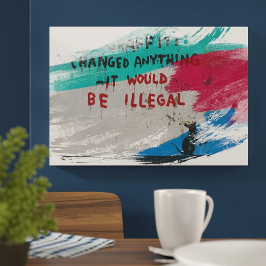 'Rat Graffiti' Graphic Art Print on Canvas