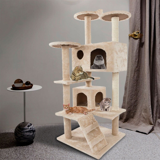 130cm Cat Tree Scratching Post Kitten Climbing Tower Activity Centre