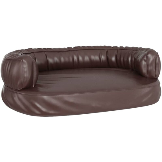 Ergonomic Foam Dog Bed Brown 60x42 cm Faux Leather vidaXL - Brown