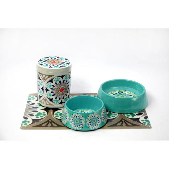 Nahla Medallion Pet 3 Piece Bowl Set