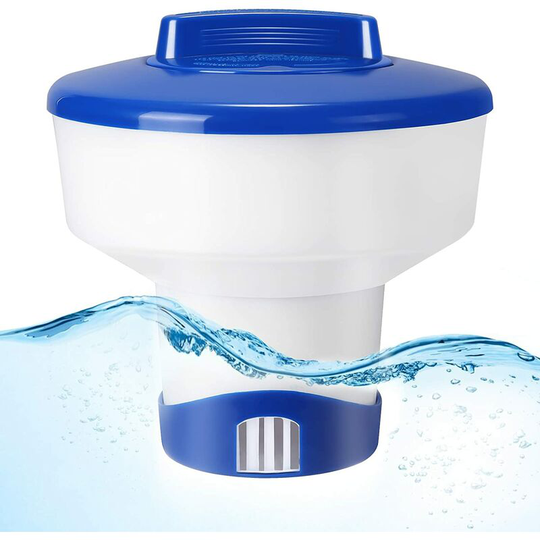Litzee - Floating Chlorine Dispenser, 7 Inch Pool Chemical Dispenser for Pool Chlorine Tablets or Clear water Chlorine Granules, Adjustable Chemical