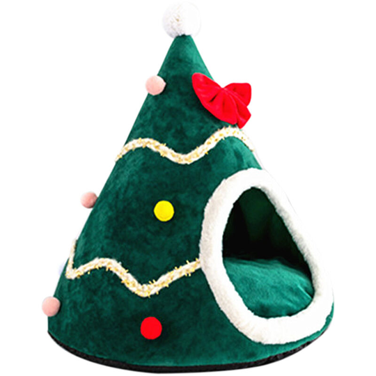 Cat Kitten Bed Comfortable Plush Pet Bed Soft Small Dog Bed Washable Puppy Kitties Cushion Kennel Portable Warm Pet Basket Supplies (Green-M)