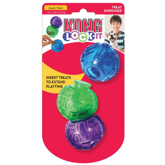 Lock-It Treat Dispensing Dog Toy (Pack Of 3) (s) (Blue/Green/Purple) - Blue/Green/Purple - Kong