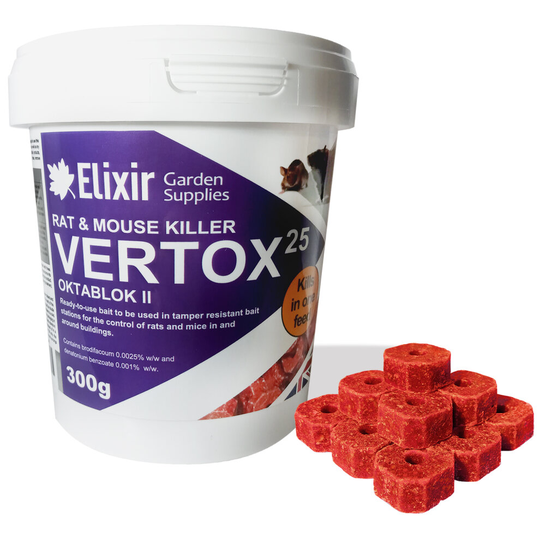 (Vertox 300g Tub, 1) Rodex Rat & Rodent Killer Poison & Pest Control | Ready to Use Bromadiolone Whole Wheat Bait | 100g Packet