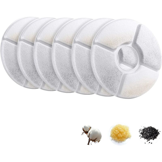 Fountain Filters, Round Replacement, Pet Fountain Filters, Fountain Filters with Activated Carbon, 8 Pack