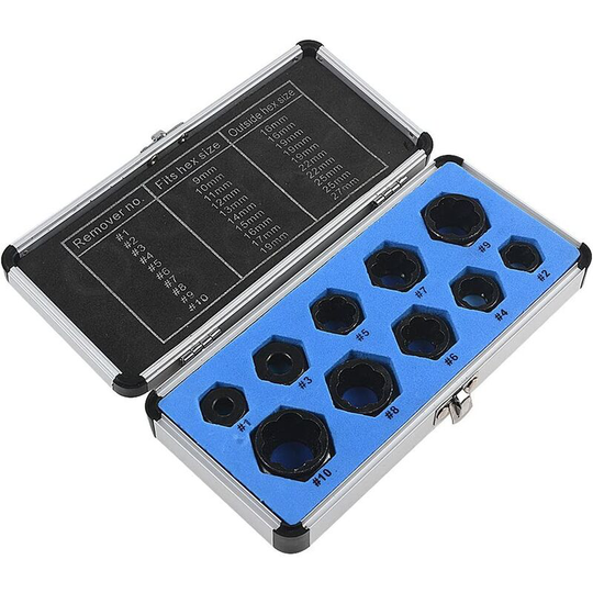 10pcs 3/8" Drive Socket 9-19mm Damaged Nut Stud Extractor Bolt Remover Locking