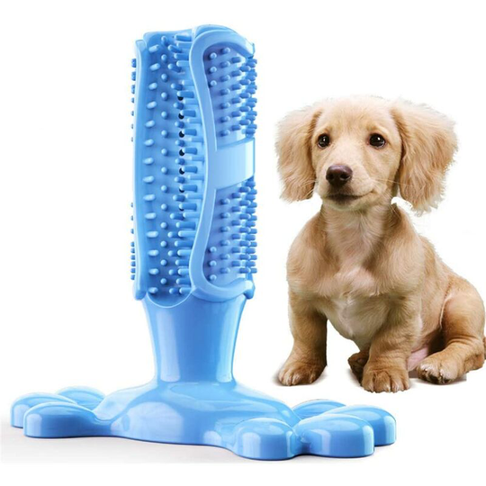 Litzee - Dog Toy Dog Toothbrush Stick, Chewing Toys for Dogs, Teeth Cleaning Rubber Toothbrush Bite Resistant Toys. ?Suitable for Dogs Under 18kg?Blue