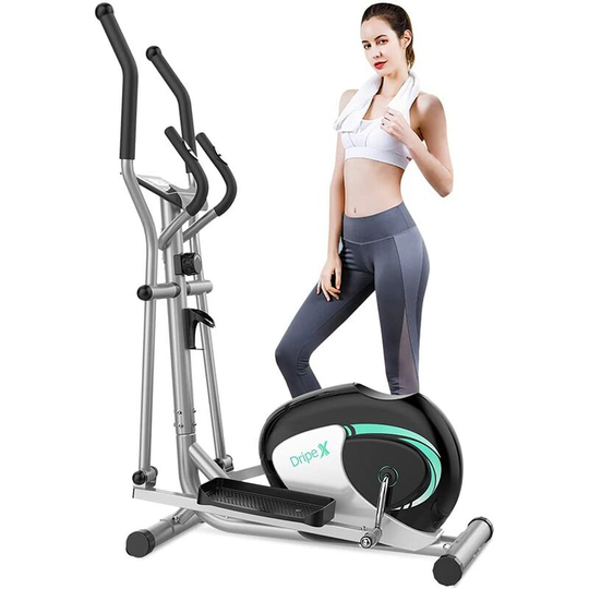 Yoleo - Elliptical Cross Trainer (2021 New Version), 8 Level Magnetic Resistance Elliptical Machine for Home Use w/ 6KG Flywheel, Pulse Rate Grips,