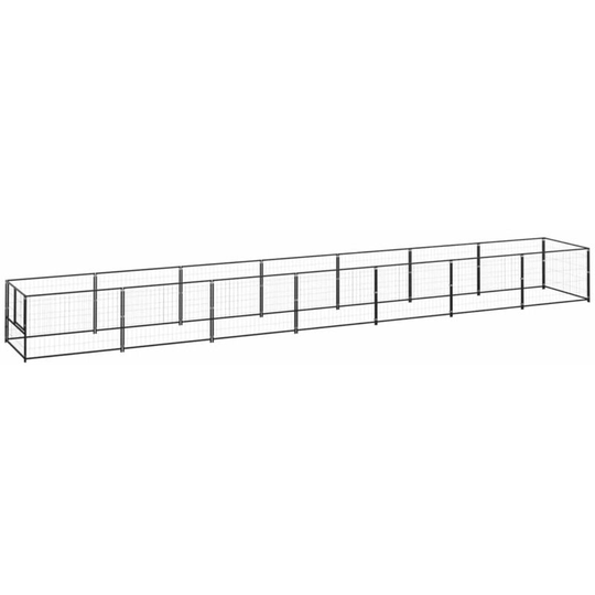 Dog Kennel Black 7 m² Steel Vidaxl Black