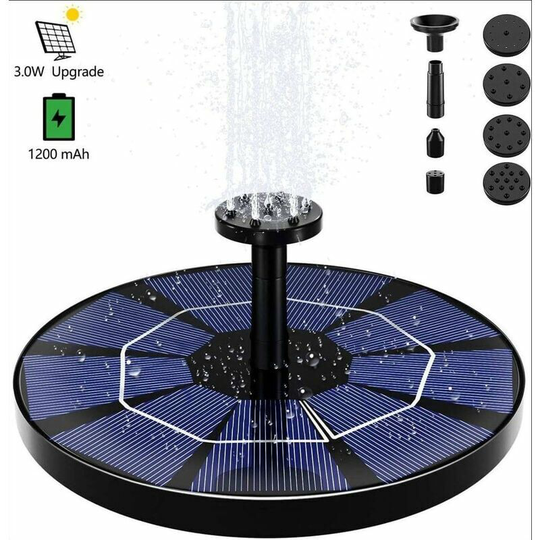 Monly - Outdoor Floating Solar Fountain, Solar Pond Pump with 6 Nozzles for Bird Bath Aquarium Garden Fountain