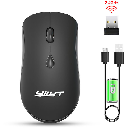 Ywyt - G864 2.4G Wireless Mouse Ergonomic Design 3-gear Adjustable dpi Built-in 500mAh Rechargeable Lithium Battery Silver, Black - Black