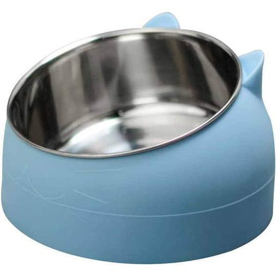 Geneic Stainless Steel Cat Bowl, Cat Water Bowl, Multi-Function Cat Food and Water Bowl, Blue