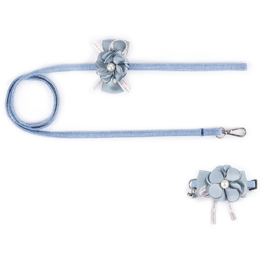 Cloth Art Cat Dog Pet Collar with Matching Leash Lovely Hauling Cable Collar Leads Collars Traction Belt Suit