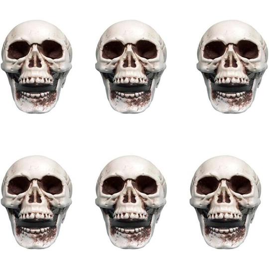 6 mini plastic skull props, realistic skull bones, suitable for Halloween decoration party supplies